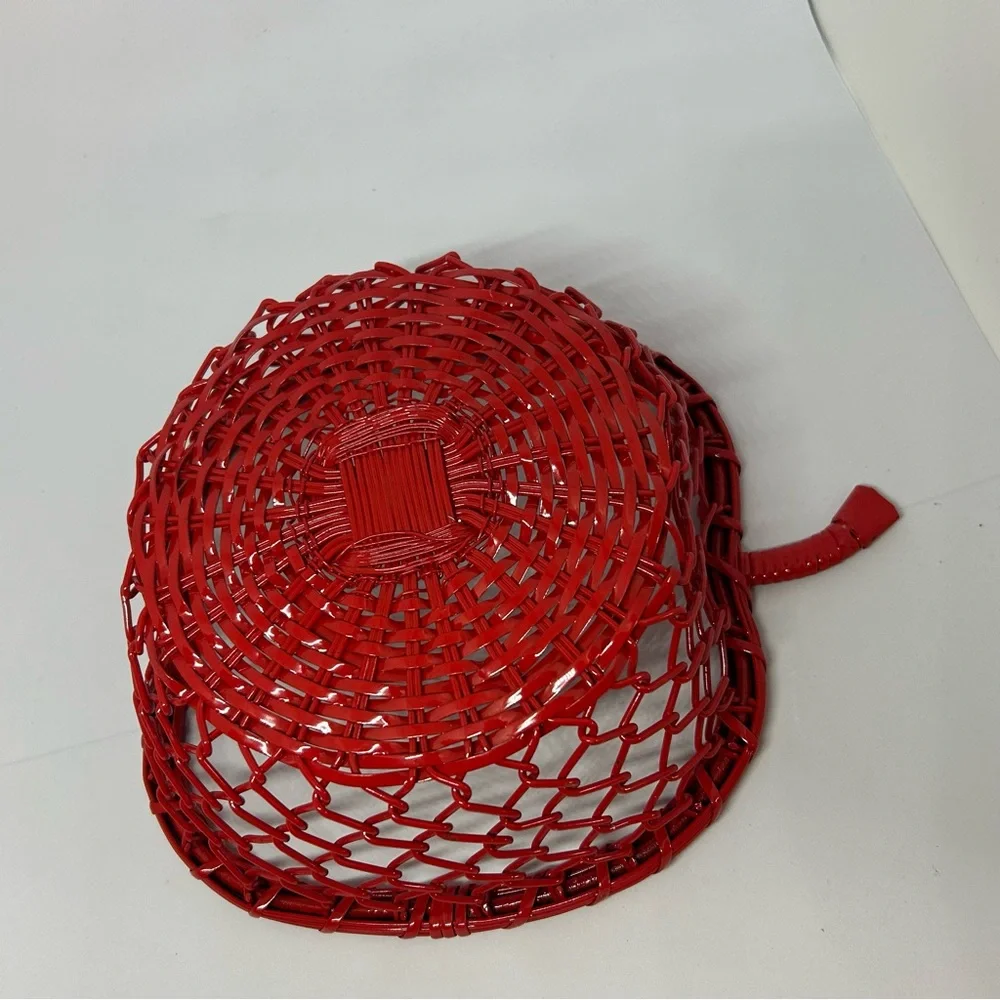 Bright Red‎ Enamel Metal Woven Apple Shaped Basket